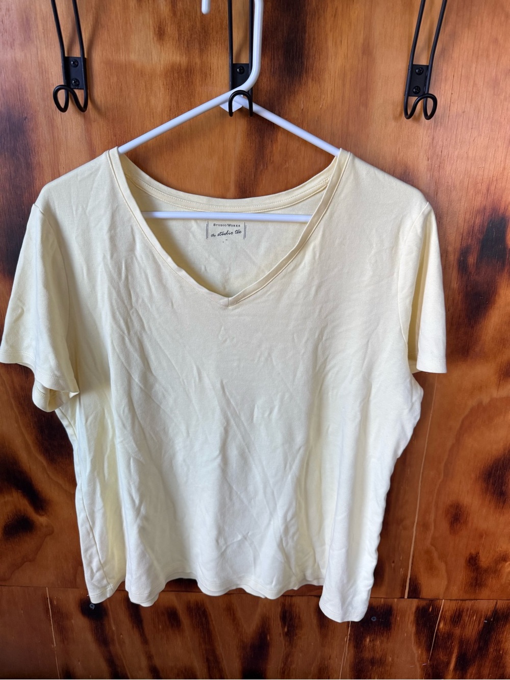 Studio Works Pale Yellow V-Neck Short Sleeve Tee